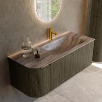 Badmeubel Mondiaz Kurve-Dlux | 115 cm | Meubelkleur Shadow | Wastafelkleur Oza | Solid surface | Wasbak rechter zijde spoelbak | 1 kraangat