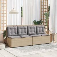 Tuinbank met kussen Beige Poly riet