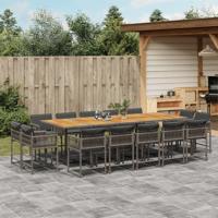 15-delige Tuinset met kussens poly rattan grijs 15-delige Tuinset met kussens poly rattan grijs