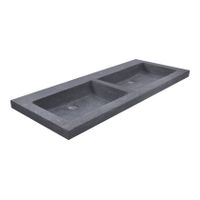 Wiesbaden Bstone dubbele wastafel 120x45x5 cm zonder kraangat natuursteen zwart