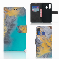 Huawei P30 Lite (2020) Bookcase Marble Blue Gold