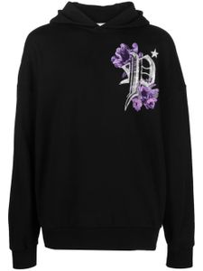 Philipp Plein hoodie en coton Flowers à logo imprimé - Noir