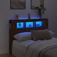 Hoofdeinde met LED 140x18,5x103,5 cm hout artisanaal eikenkleur