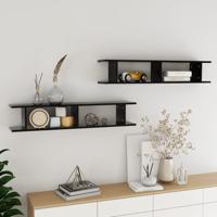 Wandschappen 2 st 105x18x20 cm bewerkt hout zwart