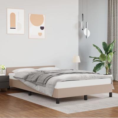 Bedframe met hoofdbord kunstleer cappucinnokleurig 140x190 cm