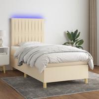 Boxspring met matras en LED stof crèmekleurig 100x200 cm