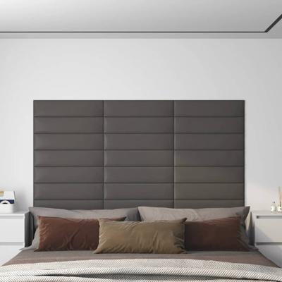 Wandpanelen 12 st 1,08 m 60x15 cm kunstleer grijs