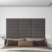 Wandpanelen 12 st 1,08 m 60x15 cm kunstleer grijs