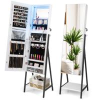 Sieradenkast met Spiegel Sieradenspiegelkast met 3-Kleurige Ledverlichting Afsluitbaar Extra Plank 41,5 x 37 x 157 cm (Wit)