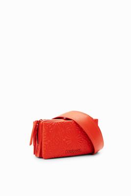 Kleine schoudertas met geometrische motieven in reliëf - ORANGE - U