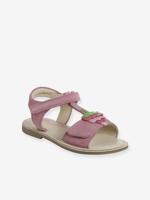 Leren sandalen met klittenband voor kinderen, collectie kleuterschool framboos