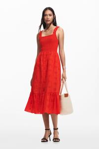 Geborduurde midi-jurk - ORANGE - M