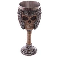 Decoratie horror kelk/wijnglas schedel 18 cm   -