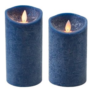 Set van 2x stuks Donkerblauwe Led kaarsen met bewegende vlam