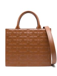 Elisabetta Franchi sac cabas matelassé à logo embossé - Marron