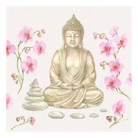 20x India thema feest servetjes 33 x 33 cm Boeddha print goud/roze - thumbnail