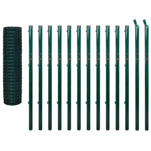 The Living Store Euro hekset - 25m groen staaldraad PVC-coating - 1.7m x 100 x 100mm - 1.8/2.2mm - 34mm paal