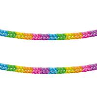 2x feestslinger - verjaardag versiering - papier - 600 cm - multi-color