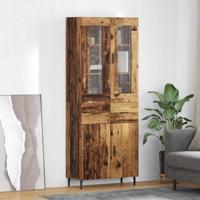 Hoge kast met lade 2 pcs Oud Hout Geengineerd Hout en Glas