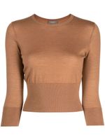 N.Peal pull crop en maille fine - Marron