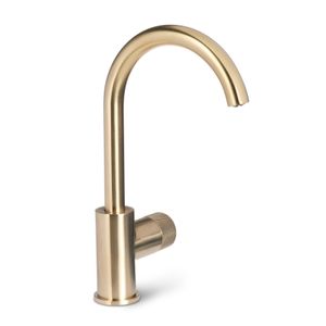 Wastafelkraan Blue Label Brondby Facet | Opbouw | Draaibare uitloop | Mengkraan | Hoog model | 1-hendel | Rond | Geborsteld goud PVD