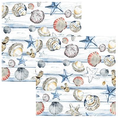 Paperdesign Servetten Schelpen - 40x stuks - 3 laags - 33 x 33 cm - maritiem - seafood