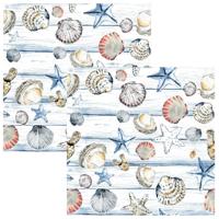 Paperdesign Servetten Schelpen - 40x stuks - 3 laags - 33 x 33 cm - maritiem - seafood