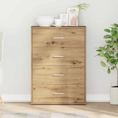 Dressoir artisanaal eikenkleurig 60 x 31 x 84 cm Bewerkt hout