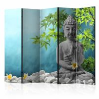 Vouwscherm - Mediterende Boeddha 225x172cm , gemonteerd geleverd (kamerscherm) dubbelzijdig geprint - thumbnail
