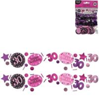 Amscan Confetti 30 jaar roze 34 g | 48 stuks