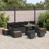 Tuinbankenset 10 pcs Zwart poly rattan
