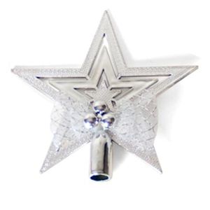 Mini Kerstboom piek zilver 14 cm met glitters - Kleine kerstpieken