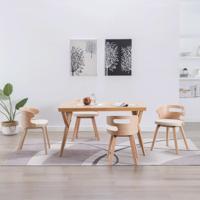 Eetkamerstoelen 4 st gebogen hout en kunstleer crèmekleurig