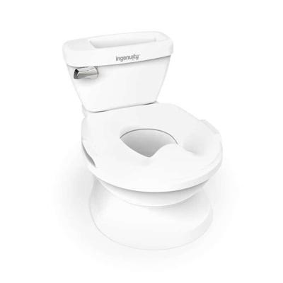 INGENUITY Mini kindertoilet met toiletverkleiner, muzikale spoeling en geïntegreerde opbergruimte voor doekjes, wit