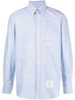 Thom Browne chemise à fleurs brodées - Bleu