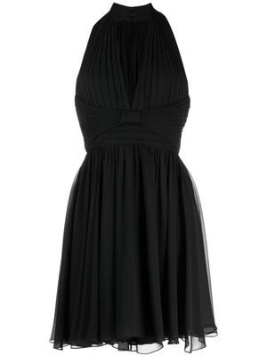 Elie Saab robe courte en soie à col v - Noir