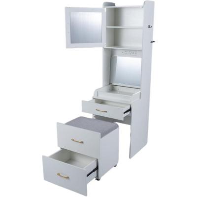 Wastafelmeubel Met Opklapbare Spiegel Ruimtebesparende Kaptafel Met Lades En Kasten Met Een Verplaatsbare Opbergkruk