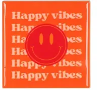 Daan Kromhout Design tegeltje keramiek happy vibes 10x10cm orange, pink