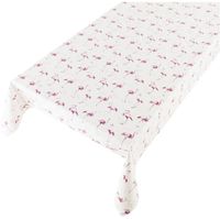 Witte tafelkleden/tafelzeilen roze flamingo print 140 x 245 cm rechthoekig - thumbnail