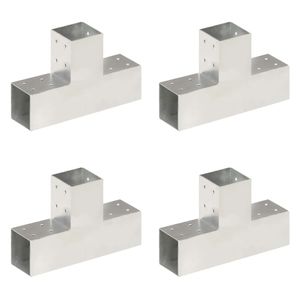VidaXL Paalverbindingen 4 st t-vorm 81x81 mm gegalvaniseerd metaal