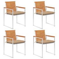 Tuinstoelen 4 st met kussens massief acaciahout