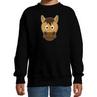 Cartoon paard trui zwart voor jongens en meisjes - Cartoon dieren sweater kinderen