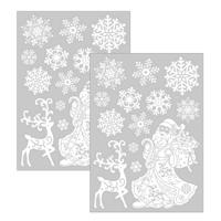 Kerst raamstickers Kerstman - 2x - vel van 34 x 28 cm - raamdecoratie