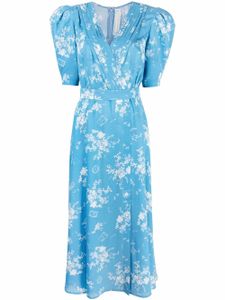 Ulyana Sergeenko robe mi-longue à fleurs - Bleu