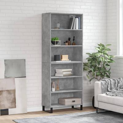 Hoge kast 69,5x32,5x180 cm bewerkt hout betongrijs