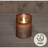 LED Rustiek stompkaars brons 7,5x10cm