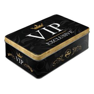 Bewaarblik/opbergblik - VIP Exclusive - metaal - 23 x 16 x 7 cm - zwart - 2,5 liter