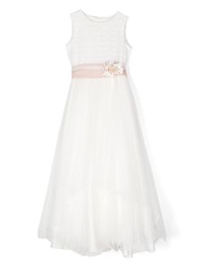 Mimilù robe longue à fleurs appliquées - Blanc