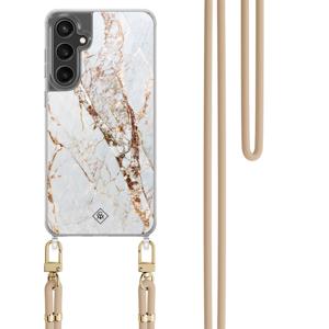 Samsung Galaxy S24 FE hoesje met beige koord - Marmer goud