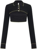 Dion Lee haut crop en coton à col polo - Noir